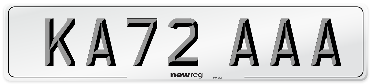 KA72 AAA Number Plate from New Reg